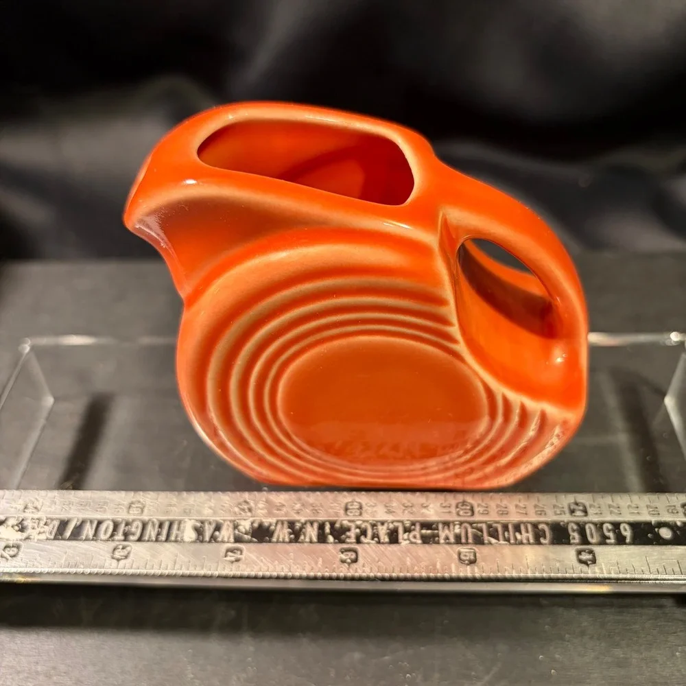 Fiesta HLC USA Poppy Orange Ceramic Disc Pitcher Mini Creamer Art Deco Ring